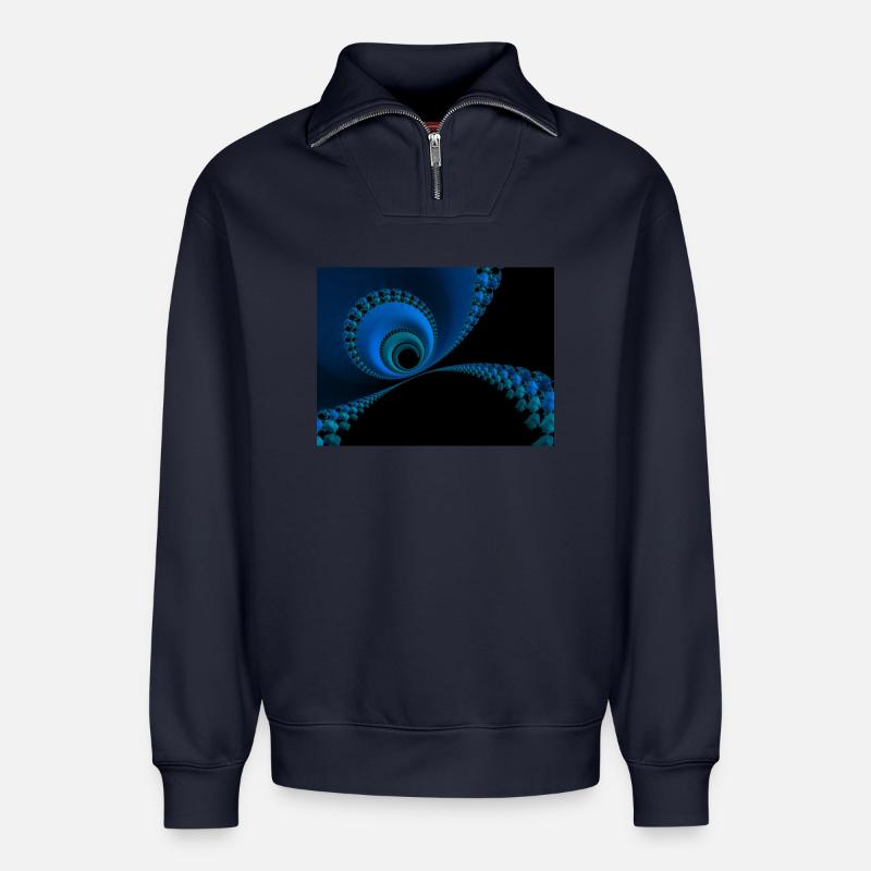 Abstraktion - Relaxed Unisex Organic Half Zip Sweatshirt – von SPREAD - Navy