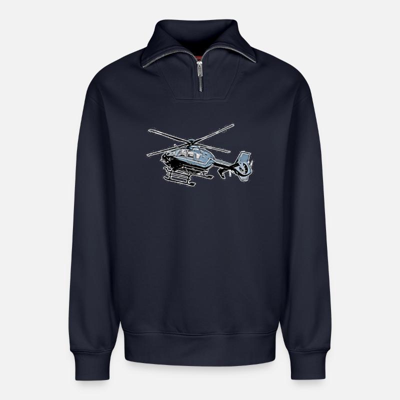 Hubschrauber - Relaxed Unisex Organic Half Zip Sweatshirt – von SPREAD - Navy