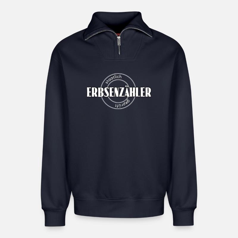 Erbsenzähler - Relaxed Unisex Organic Half Zip Sweatshirt – von SPREAD - Navy