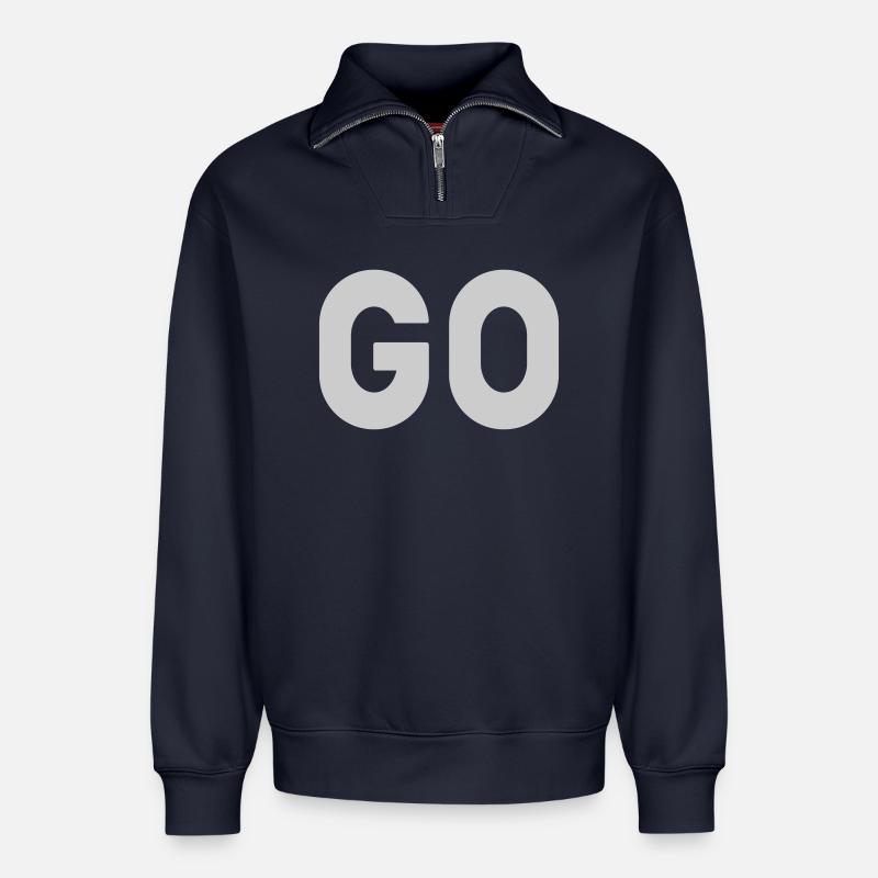 ALLER - Sweat unisexe décontracté en coton biologique à demi-zip – de SPREAD - bleu marine