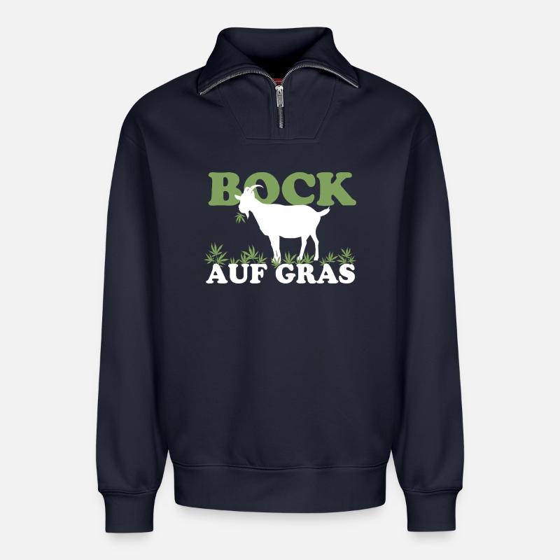 Bock auf Gras - Relaxed Unisex Organic Half Zip Sweatshirt – von SPREAD - Navy