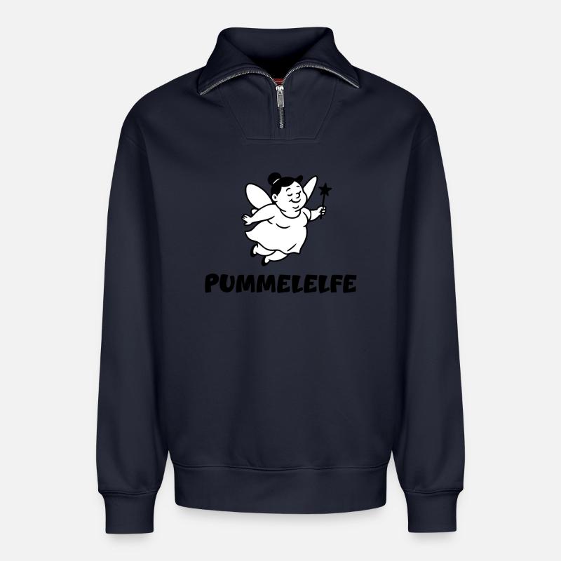 Pummelelfe - Relaxed Unisex Organic Half Zip Sweatshirt – von SPREAD - Navy