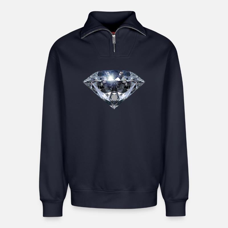 Diamant - Relaxed Unisex Organic Half Zip Sweatshirt – von SPREAD - Navy