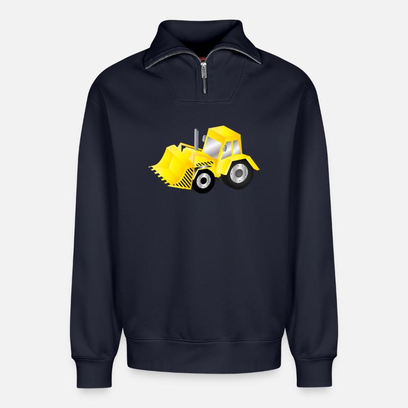 Strahlend gelber Bagger mit Power - Relaxed Unisex Organic Half Zip Sweatshirt – von SPREAD - Navy