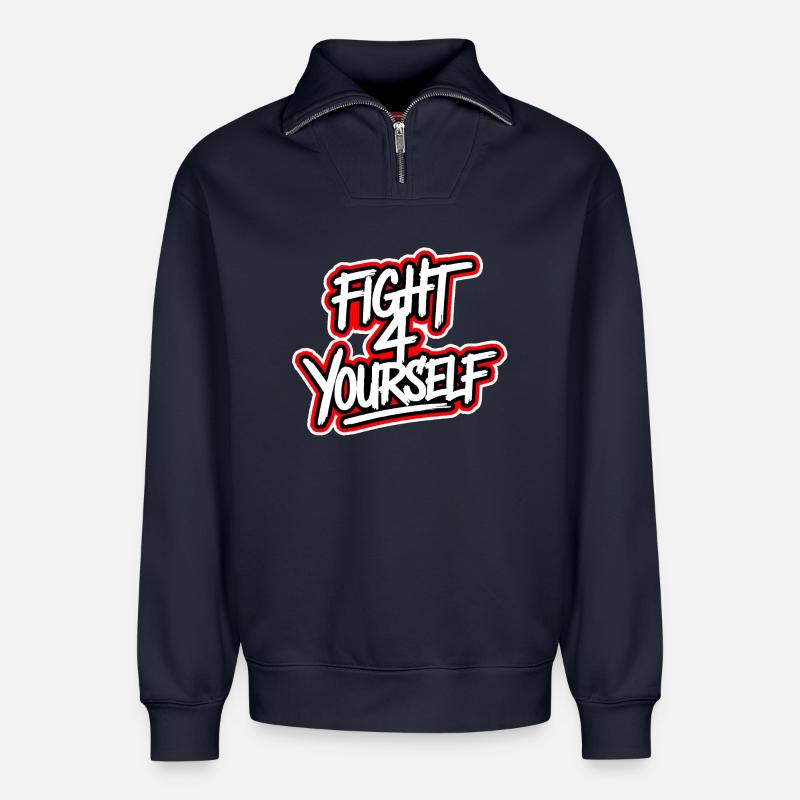 Fight 4 yourself - Relaxed Unisex Organic Half Zip Sweatshirt – von SPREAD - Navy
