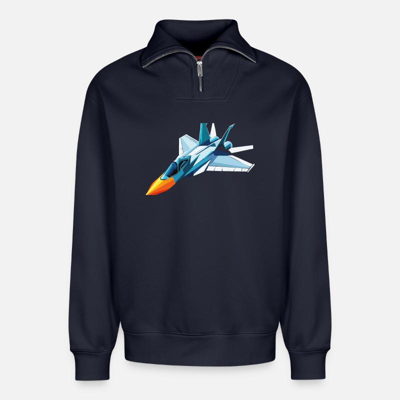 Düsenjäger - Relaxed Unisex Organic Half Zip Sweatshirt – von SPREAD - Navy