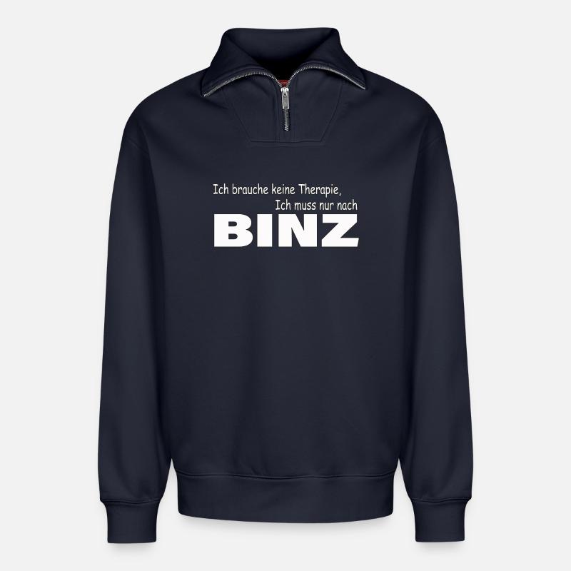 Therapie BINZ - Relaxed Unisex Organic Half Zip Sweatshirt – von SPREAD - Navy