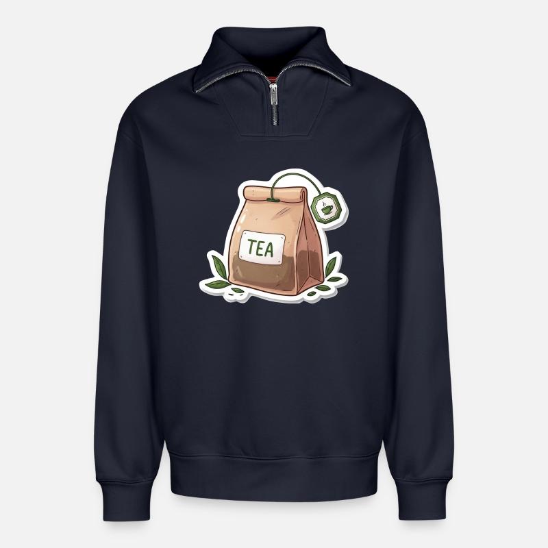 Teebeutel Illustration - Relaxed Unisex Organic Half Zip Sweatshirt – von SPREAD - Navy