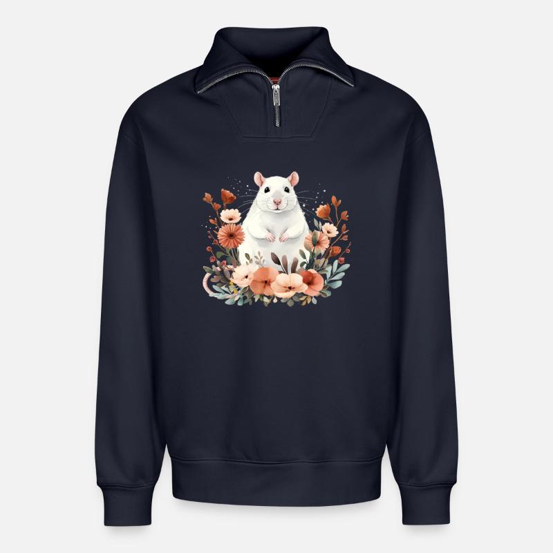 Ratte - Relaxed Unisex Organic Half Zip Sweatshirt – von SPREAD - Navy