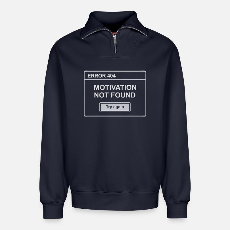 404 – Motivation Not Found - Relaxed Unisex Organic Half Zip Sweatshirt – von SPREAD - Navy
