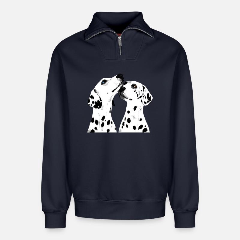 Zwei Dalmatiner - Relaxed Unisex Organic Half Zip Sweatshirt – von SPREAD - Navy