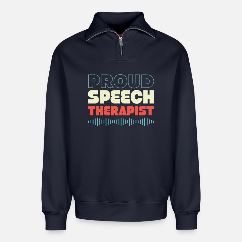 Sprachtherapeut Logopäde Logopädie - Relaxed Unisex Organic Half Zip Sweatshirt – von SPREAD - Navy