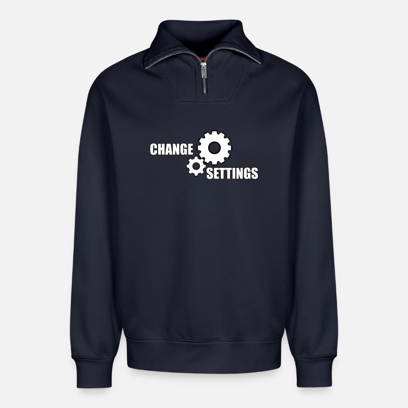 CHANGE SETTINGS - Relaxed Unisex Organic Half Zip Sweatshirt – by SPREAD - navy