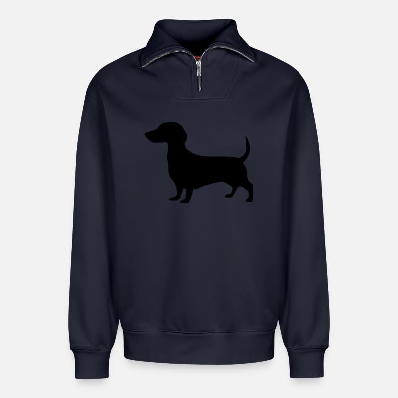Dachshund Hunde Geschenk Dackelliebhaber - Relaxed Unisex Organic Half Zip Sweatshirt – von SPREAD - Navy