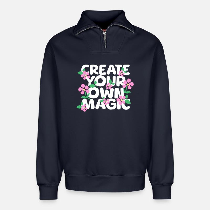 Erschaffe deine eigene Magie - Relaxed Unisex Organic Half Zip Sweatshirt – von SPREAD - Navy