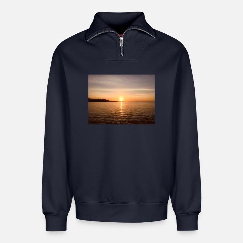 SUNSET - Relaxed Unisex Organic Half Zip Sweatshirt – von SPREAD - Navy