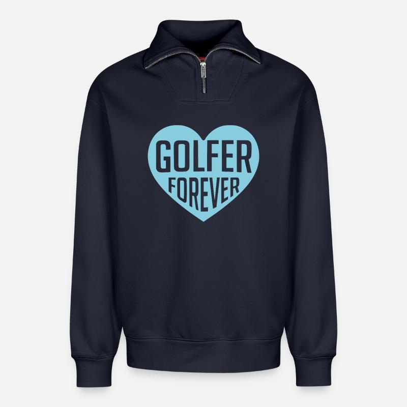 Golfer Forever Herzdesign - Relaxed Unisex Organic Half Zip Sweatshirt – von SPREAD - Navy