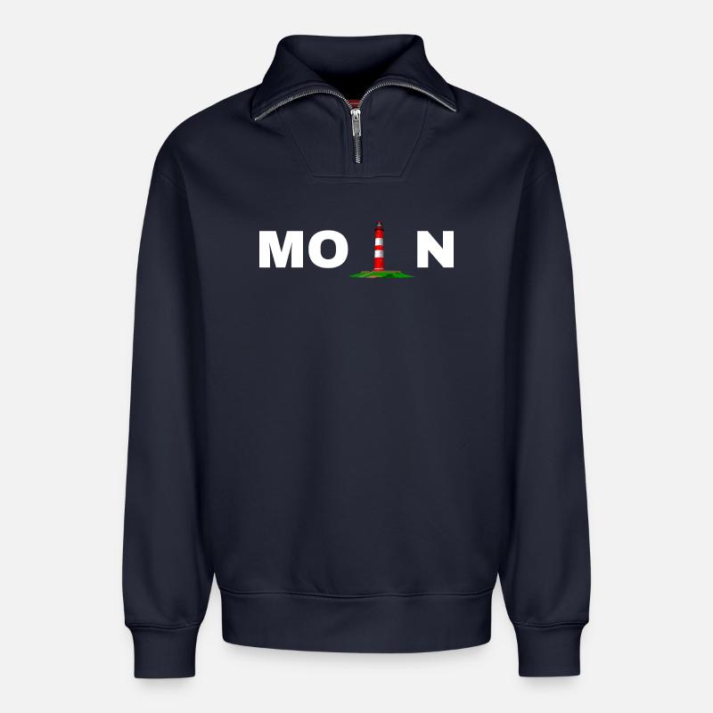 Moin - Relaxed Unisex Organic Half Zip Sweatshirt – von SPREAD - Navy