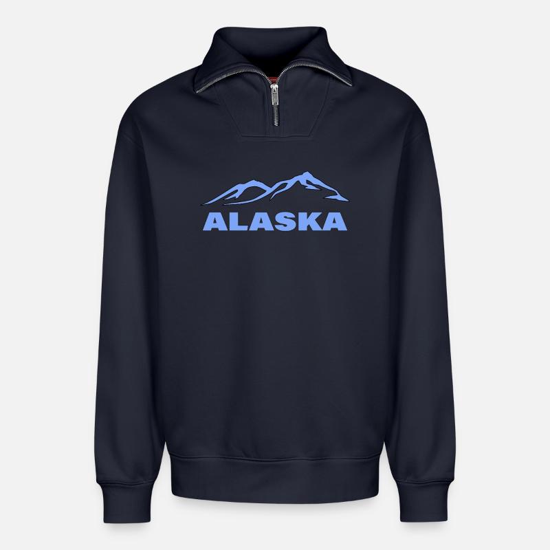 ALASKA - Relaxed Unisex Organic Half Zip Sweatshirt – von SPREAD - Navy