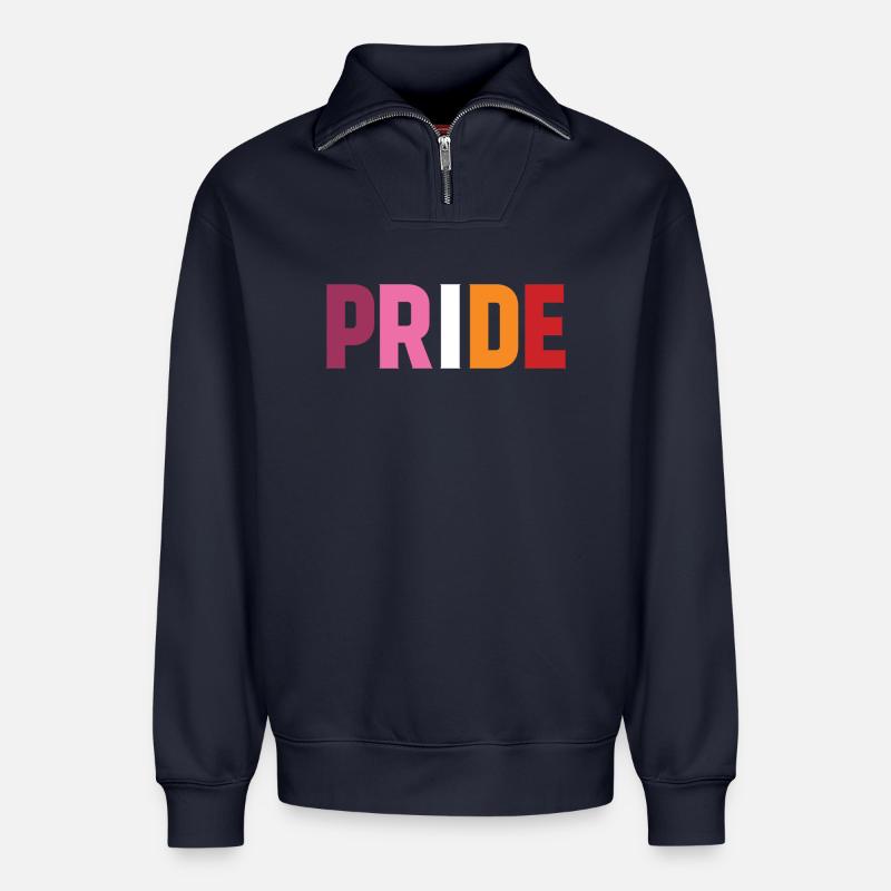 Lesbischer Stolz - Relaxed Unisex Organic Half Zip Sweatshirt – von SPREAD - Navy