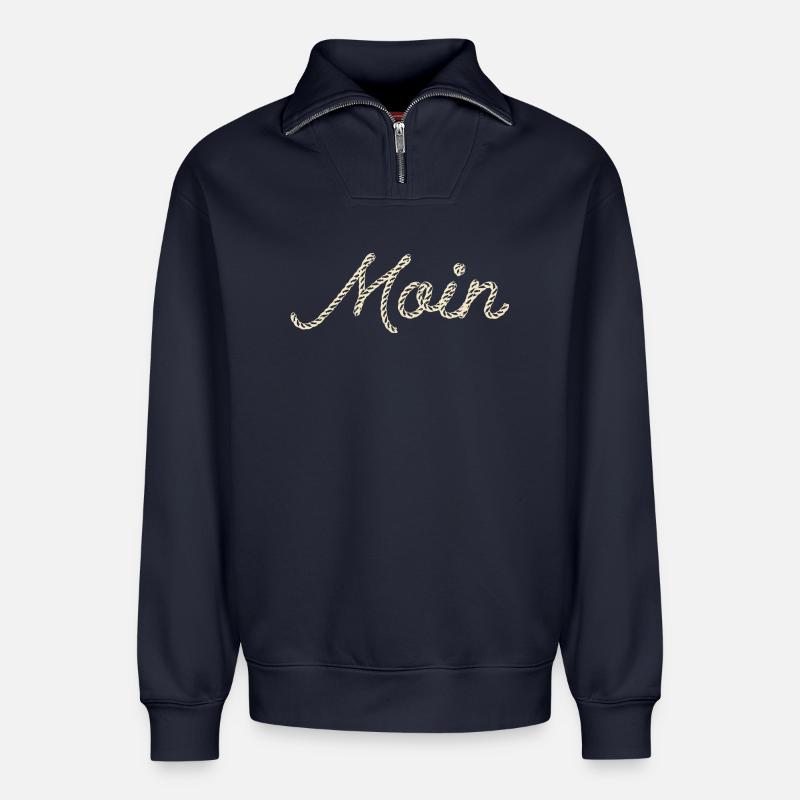 Moin - Relaxed Unisex Organic Half Zip Sweatshirt – von SPREAD - Navy