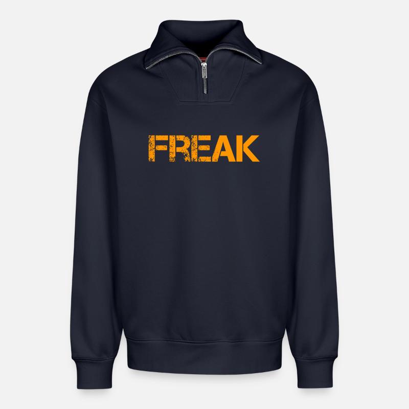 Freak V2 - Relaxed Unisex Organic Half Zip Sweatshirt – von SPREAD - Navy