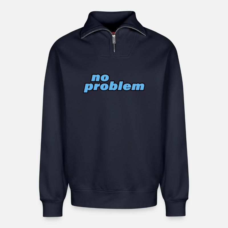 NO PROBLEM - Relaxed Unisex Organic Half Zip Sweatshirt – von SPREAD - Navy