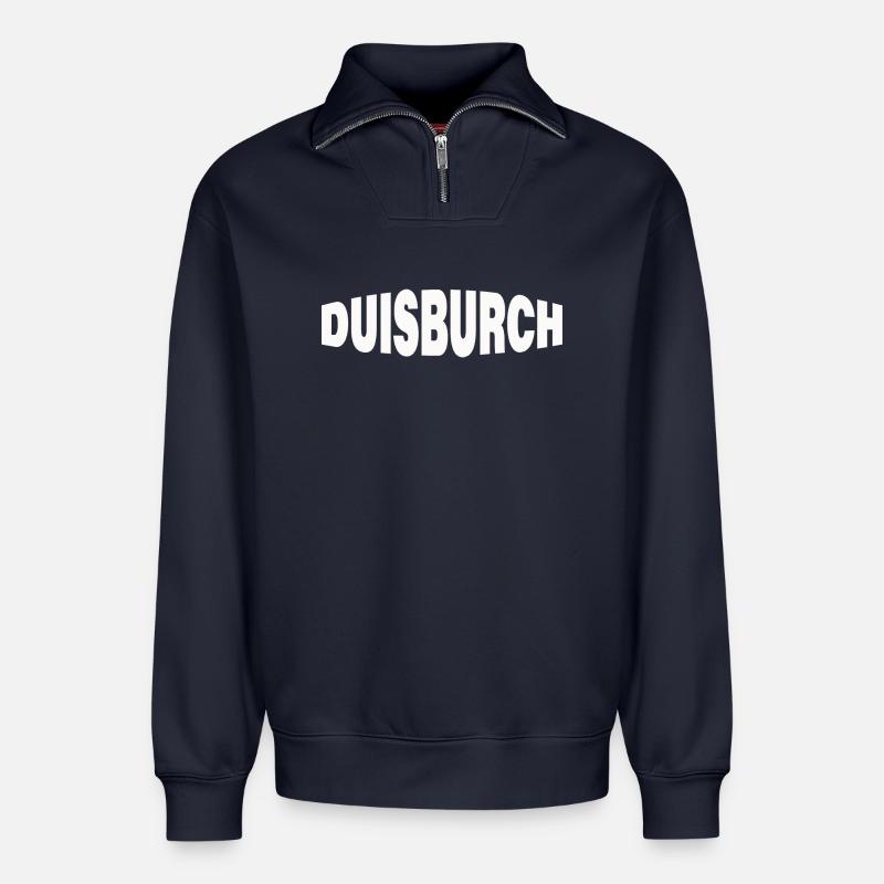 DUISBURCH - Sweat unisexe décontracté en coton biologique à demi-zip – de SPREAD - bleu marine