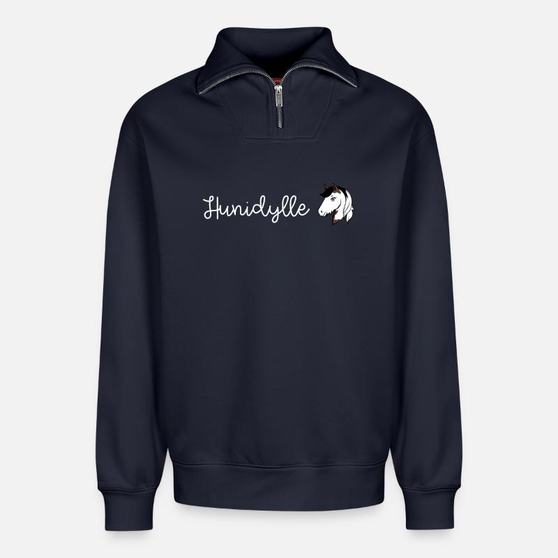 Hunidylle_Cannelle - Sweat unisexe décontracté en coton biologique à demi-zip – de SPREAD - bleu marine