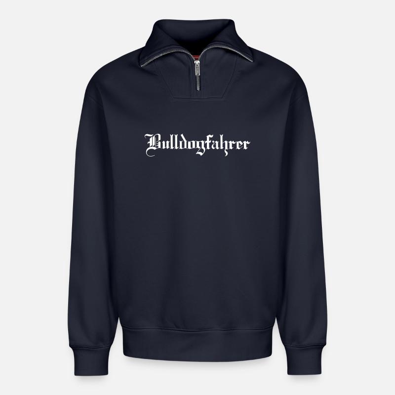 Bulldogfahrer - Relaxed Unisex Organic Half Zip Sweatshirt – von SPREAD - Navy