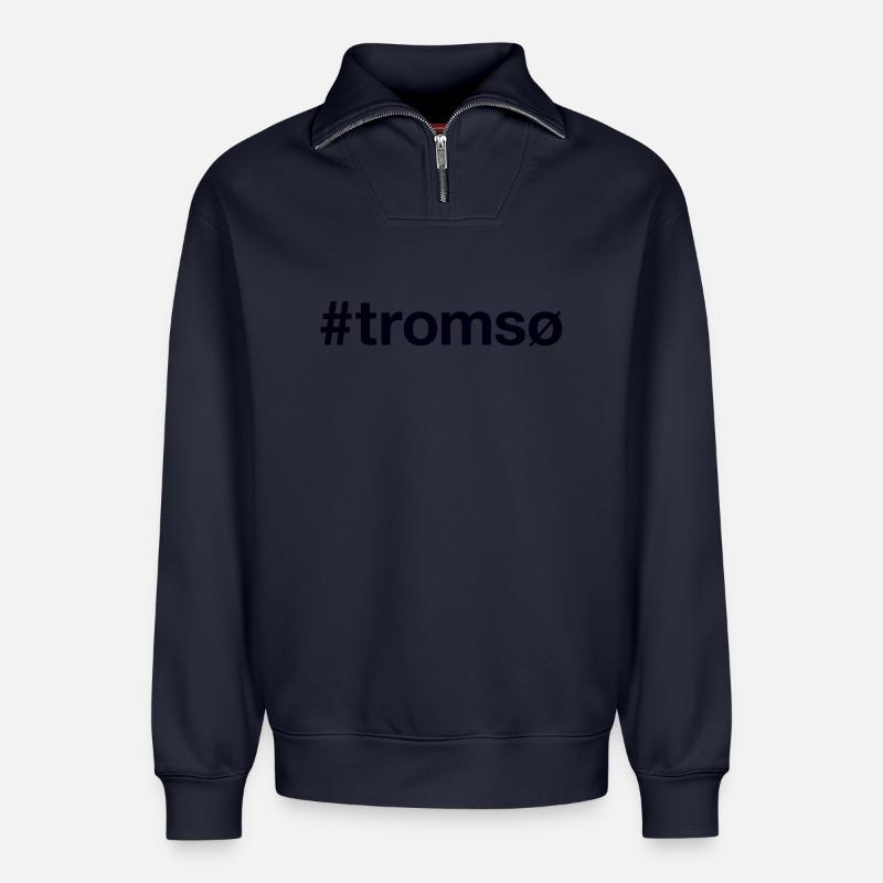 Tromso Norge Norway - Relaxed Unisex Organic Half Zip Sweatshirt – von SPREAD - Navy
