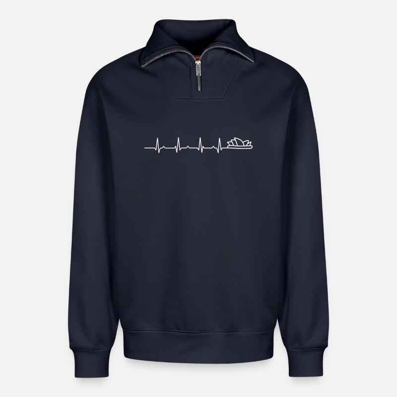 Warten auf Designbild - Relaxed Unisex Organic Half Zip Sweatshirt – von SPREAD - Navy