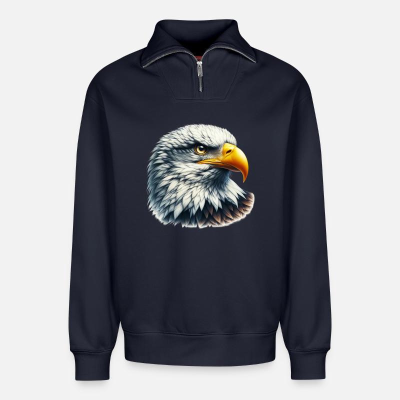 Eagle - Relaxed Unisex Organic Half Zip Sweatshirt – by SPREAD - navy