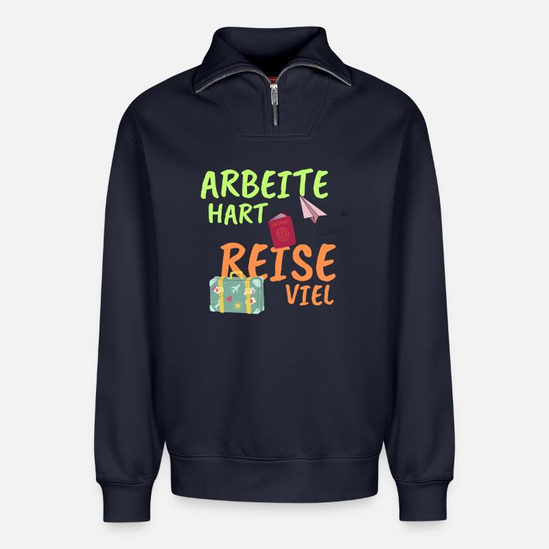 Arbeitehart - Relaxed Unisex Organic Half Zip Sweatshirt – von SPREAD - Navy