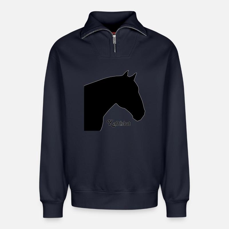 Kaltblut schwarz - Relaxed Unisex Organic Half Zip Sweatshirt – von SPREAD - Navy