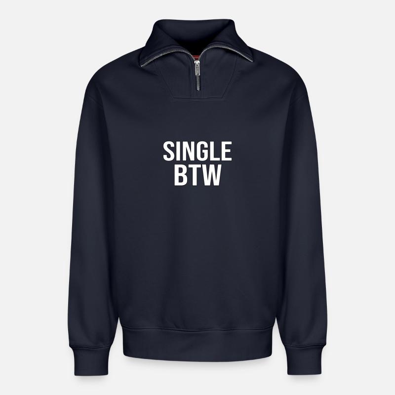 Single BTW Bold Monochrome - Relaxed Unisex Organic Half Zip Sweatshirt – von SPREAD - Navy