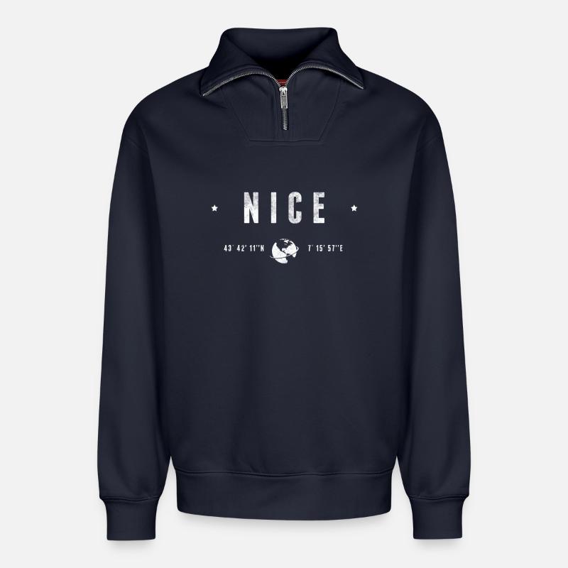 Nice - Relaxed Unisex Organic Half Zip Sweatshirt – by SPREAD - navy