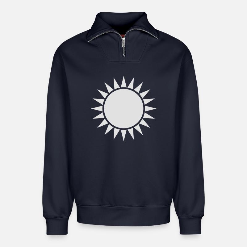 sonne weiss - Relaxed Unisex Organic Half Zip Sweatshirt – von SPREAD - Navy