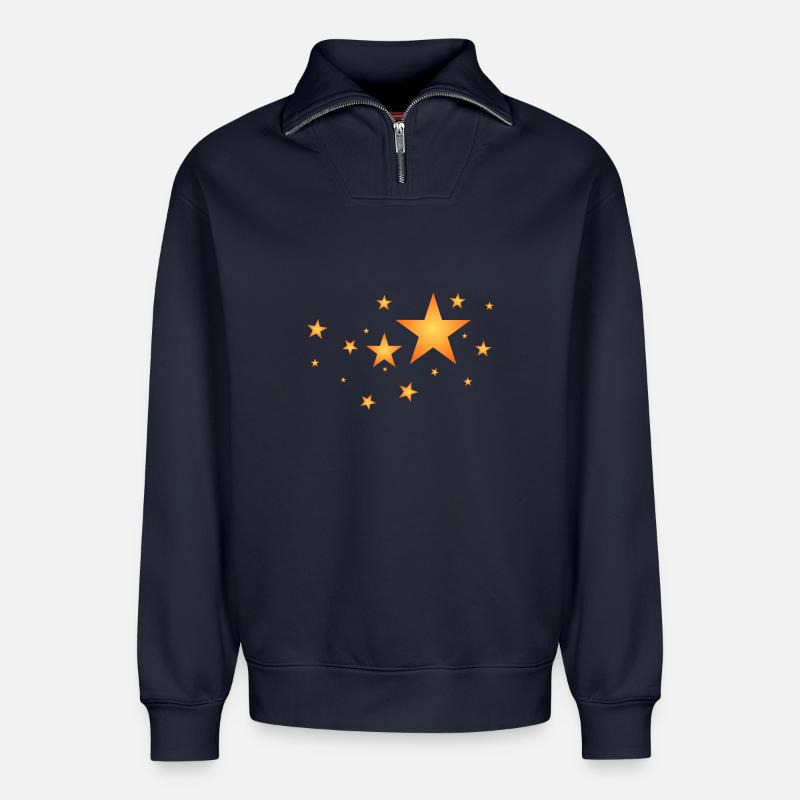 Sterne in Orange - Relaxed Unisex Organic Half Zip Sweatshirt – von SPREAD - Navy