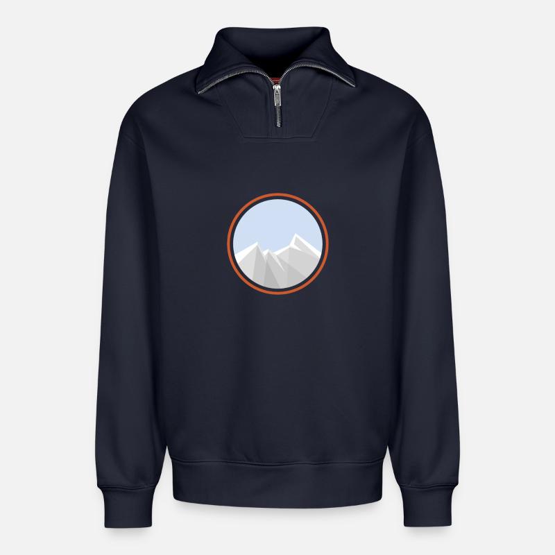 mountain chain - Relaxed Unisex Organic Half Zip Sweatshirt – by SPREAD - navy