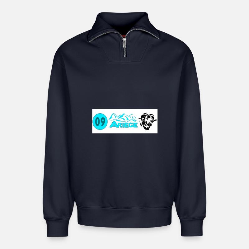 Ariège - Relaxed Unisex Organic Half Zip Sweatshirt – von SPREAD - Navy