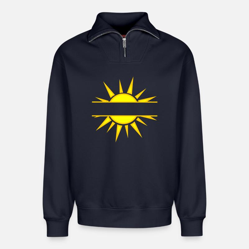 Sonnenschein-Textbanner - Relaxed Unisex Organic Half Zip Sweatshirt – von SPREAD - Navy