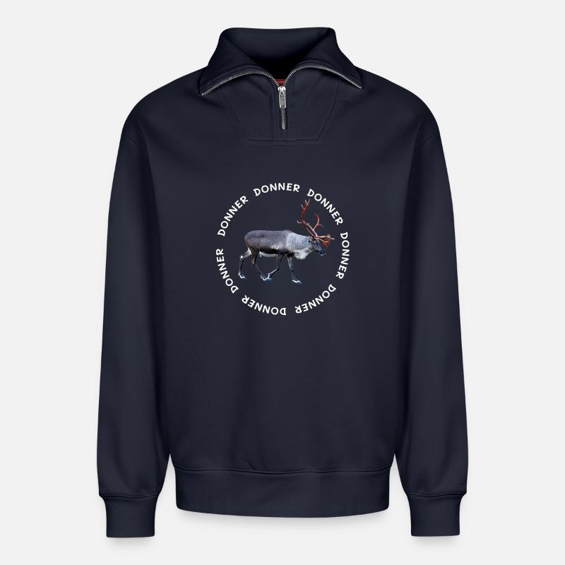 DONNER - Sweat unisexe décontracté en coton biologique à demi-zip – de SPREAD - bleu marine