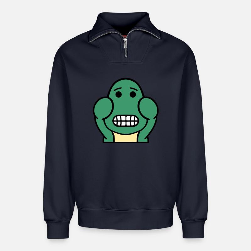 Dolly Grin - Relaxed Unisex Organic Half Zip Sweatshirt – by SPREAD - navy