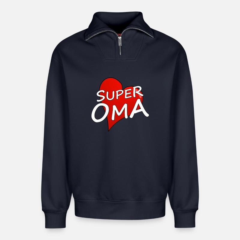 Super granny - Relaxed Unisex Organic Half Zip Sweatshirt – by SPREAD - navy