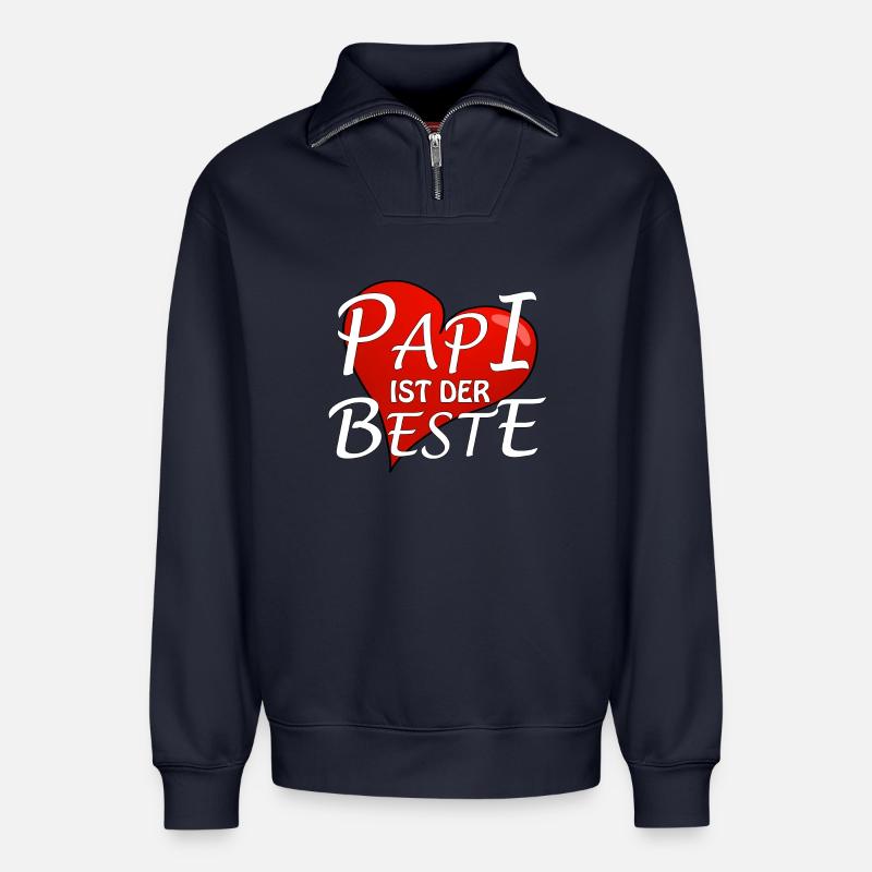 PAPI IST DER BESTE - Relaxed Unisex Organic Half Zip Sweatshirt – von SPREAD - Navy