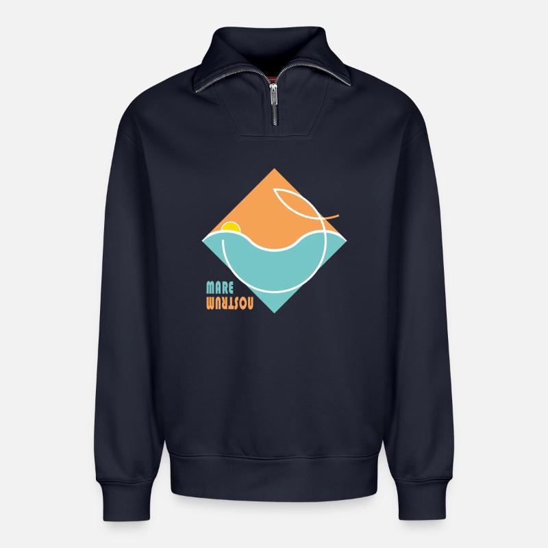 MARE NOSTRUM - Relaxed Unisex Organic Half Zip Sweatshirt – by SPREAD - navy