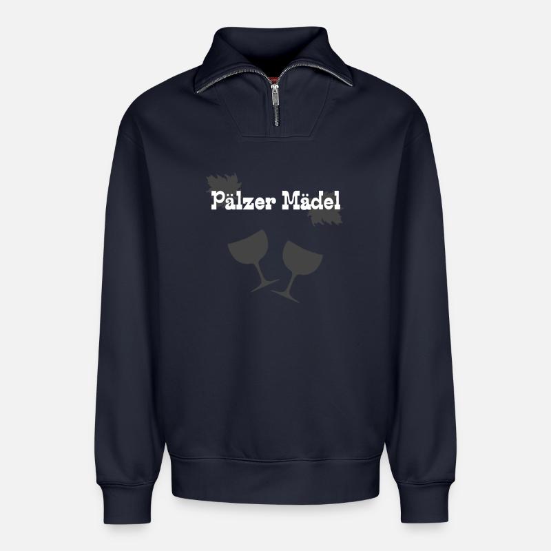 Pälzer Mädel - Relaxed Unisex Organic Half Zip Sweatshirt – von SPREAD - Navy