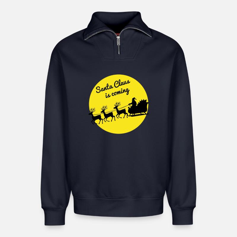 Weihnachtsmann Schlittenfahrt Weihnachten - Relaxed Unisex Organic Half Zip Sweatshirt – von SPREAD - Navy