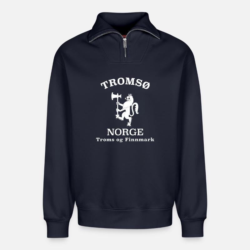 Tromso Norge Norway - Relaxed Unisex Organic Half Zip Sweatshirt – von SPREAD - Navy